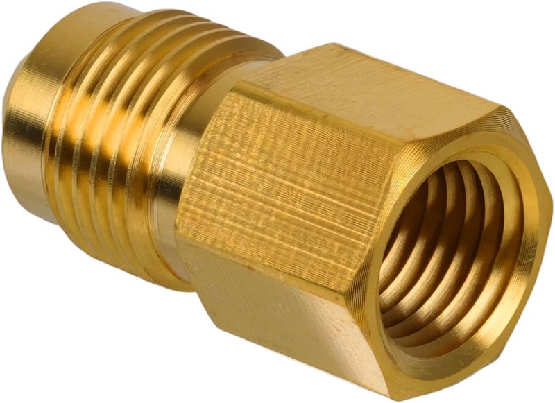 JUWO 3/8" Male Flare x 1/4" NPT Female Brass Tube Fitting, Union Reducing Coupling, Gas Adapter, Durable Brass Pipe Connector - Image 1